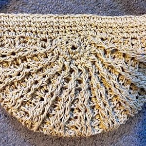 Straw crossbody bag zippered tan brown